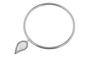 Silver Crystal Leaf Charm Bangle image
