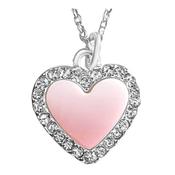 Silver Plated Pink MOP Heart Crystal Necklace image