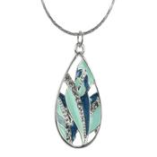 Rhodium Teal and Blue Pendant Necklace image