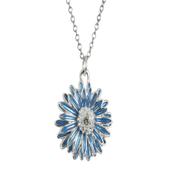 Silver Blue Crystal Flower Necklace image