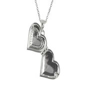 Silver Crystal Heart Locket Necklace image