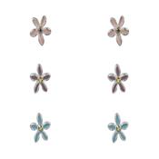 Sil Pink Blue  Enamel Flower  Trio image