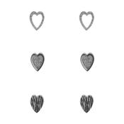 Silver Tex Glitter Heart Stud Earrings image
