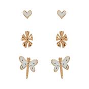 Rose Gold Flower Dragonfly Trio Earring image