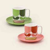 OK Set of 2 Espresso Cup and Saucer Block Flower image
