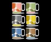 OK Set of 6 Stacking Mugs Block Flower image
