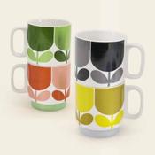Orla Kiely Set of 4 Stacking Mugs Block Flower image