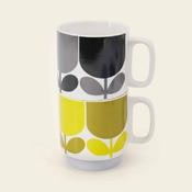 OK Set of 2 Mugs Block Flower Slate and Ochre image