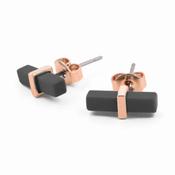 Black Bar Earrings Rose Gold image