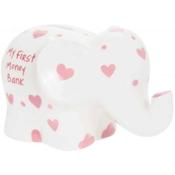 My First Elephant Money Box Pink Hearts 13x10cm image