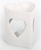 White Oil Burner Heart 17x13cm image