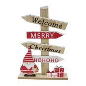 Santa Greetings Wooden Sign H29cm image