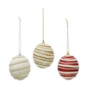 Beaded Ribbed Bauble 8cm 3 Assorted Designs image