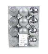 24 Pack 40mm Shiny Matt Glitter Silver Baubles image