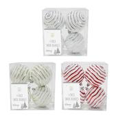Pack of 4 Swirl Baubles Assorted Colours 80mm Dia image