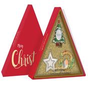 Set of 3 Sparkle Christmas Decorations Gold Insert image