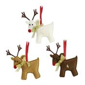 Hanging Puffy Reindeer Felt 3 Assorted image