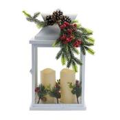 White Metal Lantern 2 LED Candles 510x255x240cm image