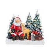 Santa Sitting with and Reindeer Figurine 230x255mm image