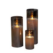 Set of 3 Grey LED Candles LG30x10cm image