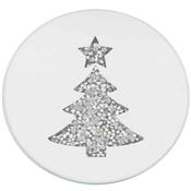 Christmas Tree 10cm Glass Mirrored Candle Plate image