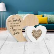 Sentiments Wooden Double Heart Plaque Our Family image