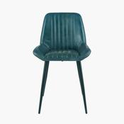Angelo Prussian Blue Leather and Iron Retro Chair image