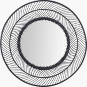 Black Bamboo Round Wall Mirror Large 90cm image