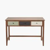 Loft Pine Wood Sage Multicoloured 3 Drawer Desk image