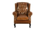 Gino Wing Back Leather Armchair Vintage Brown image