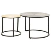 Set of 2 Tables Black and Gold image
