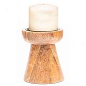 Pillar Candleholder Mango Wood 10x18cm image