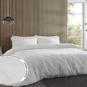 Chervon Clipped Jacquared White Single Duvet Set image