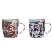 Santa and Snowman China Mug Set of 2 image