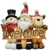 Santa Snowman and Reindeer Welcome 42x18x40cm