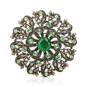 Floral Brooch with Green Stones image