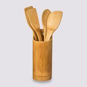 Bamboo Utensil Pot with Spatulas image