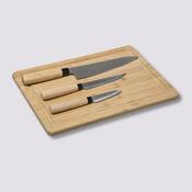 Bamboo Cutting Board with 3 Knives image