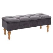 Buttoned Grey Velvet Storage Trunk L102xD38x41cm image