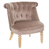 Taupe Button Back Velvet Armchair W68xD66xH72cm image