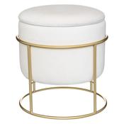 Eliane Ivory Velvet Round Storage Stool H44 D42cm image