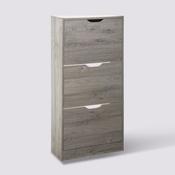 Grey 3 Drawer 18 Pairs Shoe Rack H119xW60xD23cm image