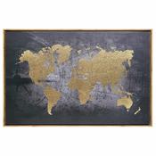 World Map in Foil on Canvas 58x88cm image