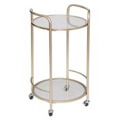 Thalia Gold Metal and Glass Round Trolley H75x40cm image