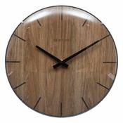 Wood Effect Wall Clock D30cm Plastic and Glass image