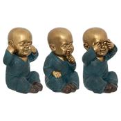 Teal and Gold Set of 3 Buddhas See No Evil H21cm image