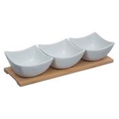 Bamboo and Ceramic Appetizer Set of 4 image