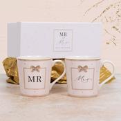 Mr and Mrs Heart and Bow China Mugs image