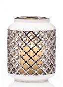 White and Silver Pillar Lantern H19cm image