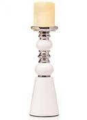 White and Silver Pillar Candleholder H30cm image